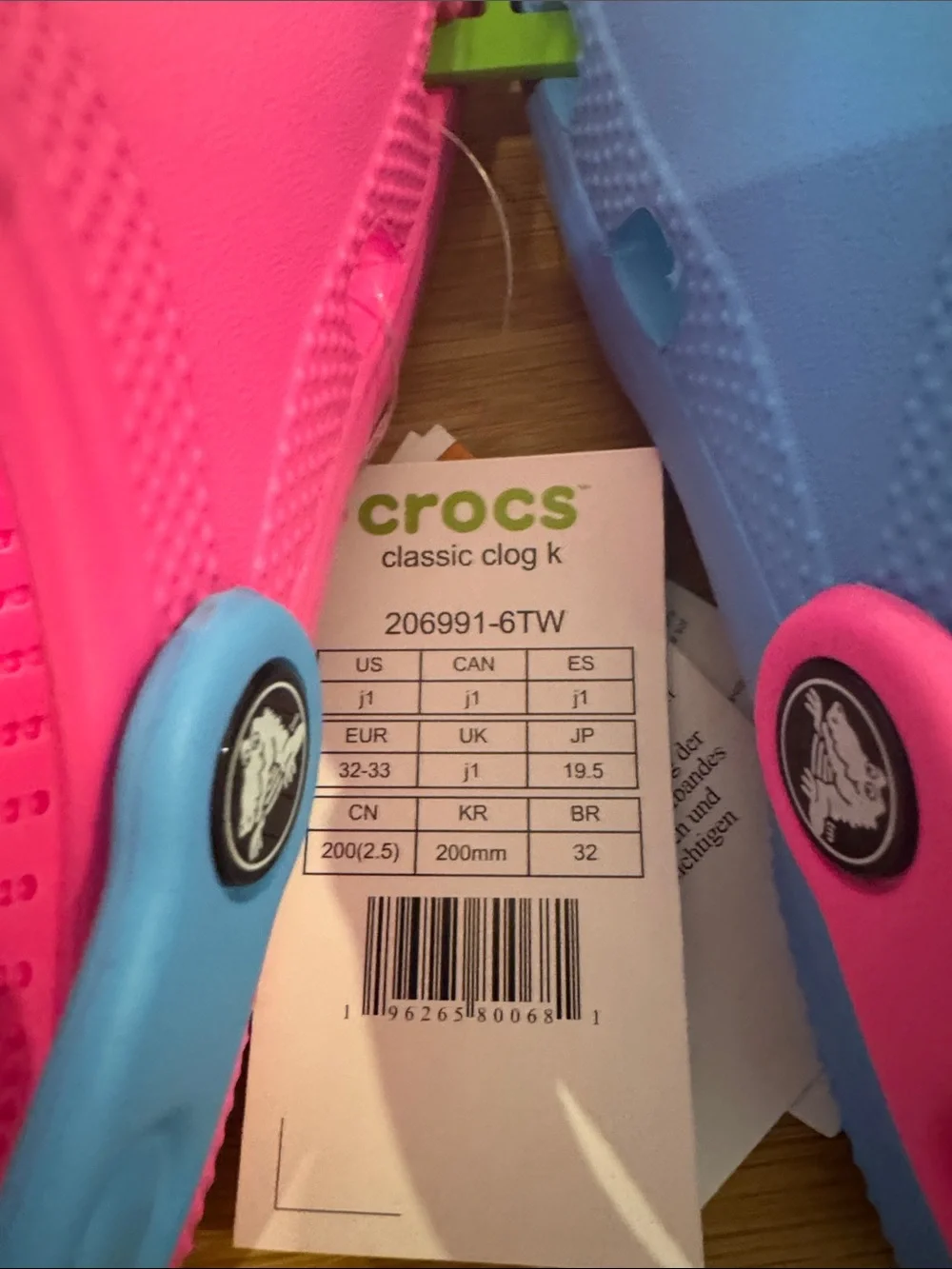 NWT CROCS Kids Classic Clog 2-tone in Pink/Blue